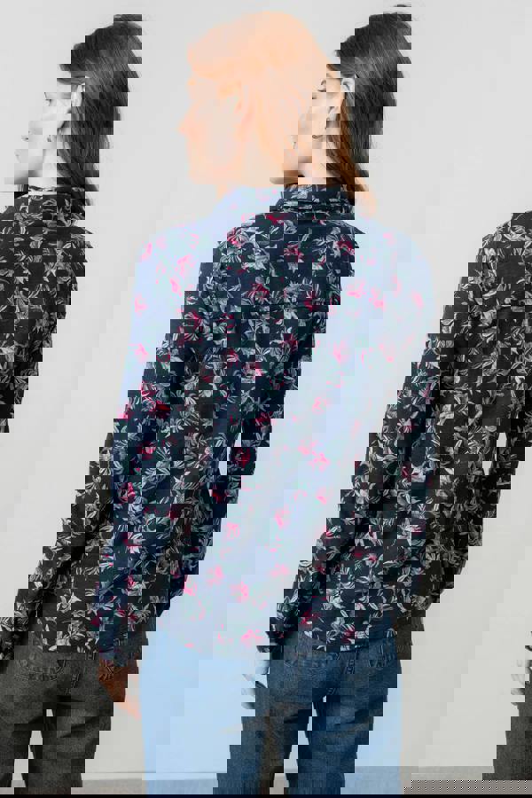 Lily & Me Bowbridge Printed Cotton Jersey Shirt Navy
