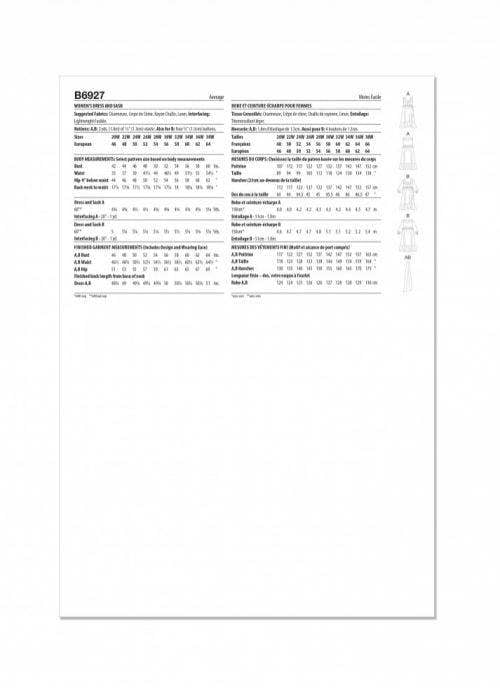 Butterick Sewing Pattern 6927, Dresses for Women, W2 (20W-22W-24W-26W-28W) - Intermediate