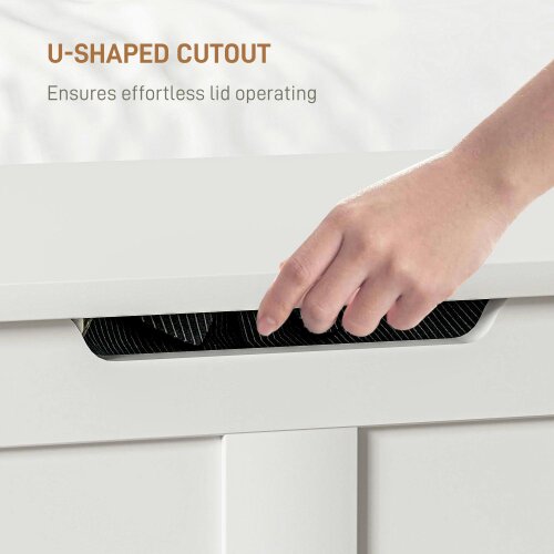 Wyld Haus Kamari White Wood Farmhouse Storage Chest Safety Hinges 100 Litre
