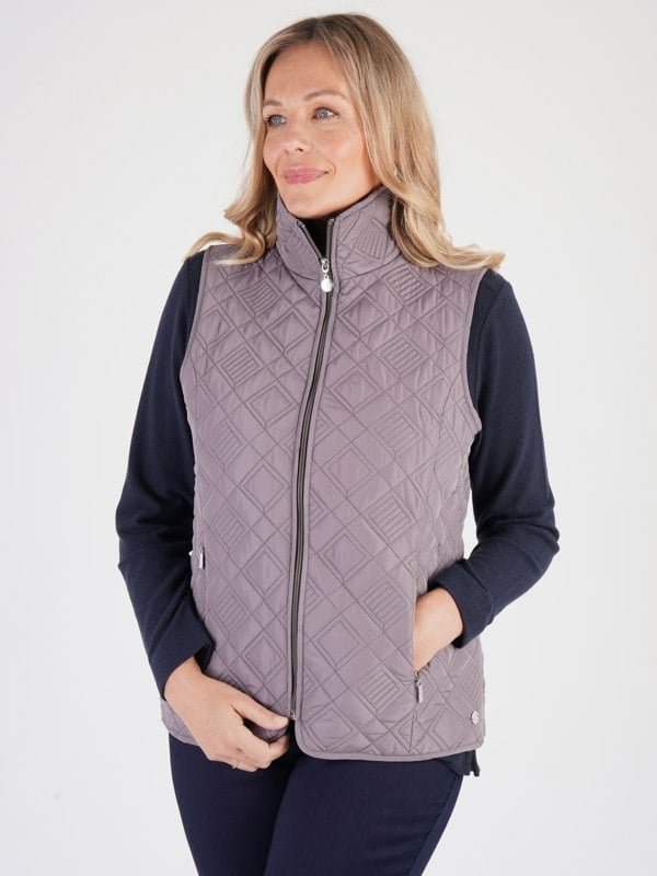 PennyPlain Diamond Quilt Gilet - Mink