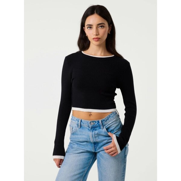 Pink Vanilla Contrast Knitted Jumper