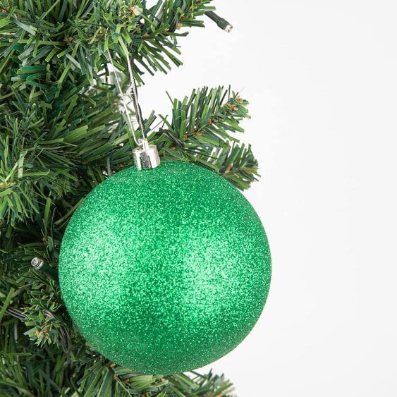 Shatchi 10cm Shatterproof Dark Green Christmas Baubles Set - Pack Sizes for Tree and Home Displays - 6 Pack - PVC - Dark Green