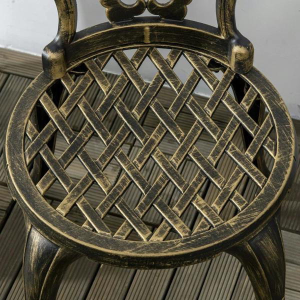 Bronze cast aluminum round table top with decorative mosaic mesh pattern