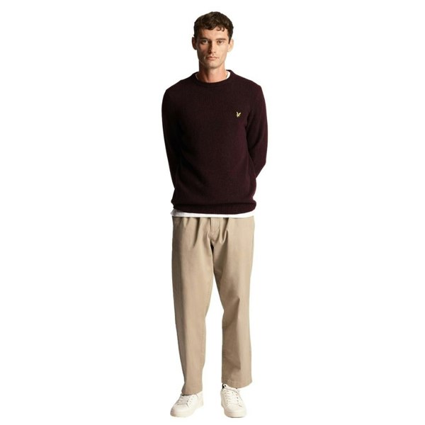 Lyle & Scott Crew Neck Lambswool Marl Blend Jumper - Burgundy