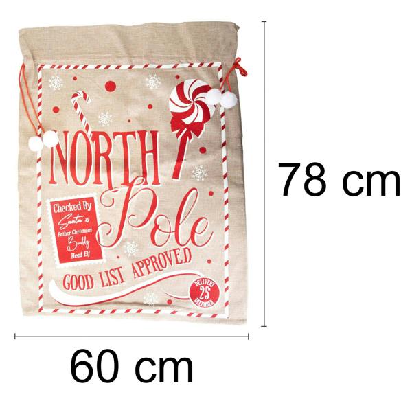 6cm North Pole Hessian Christmas Sack with Drawstring Closure for Gifts image 5