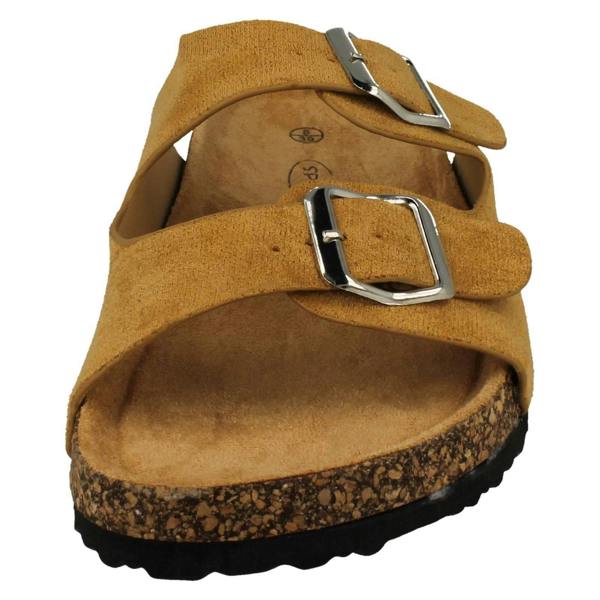 Spot On Ladies Spot On Double Buckle Detailed Mule Sandals F00412