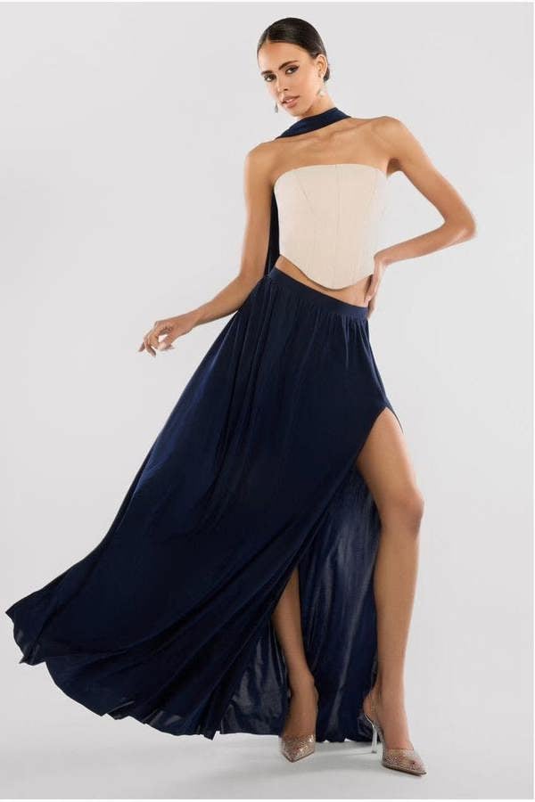 Side Split Soft Touch Maxi Skirt SK41