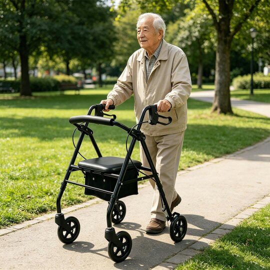 Havendro Lightweight 4 Wheel Aluminium Rollator Walking Mobility Aid With Seat Backrest