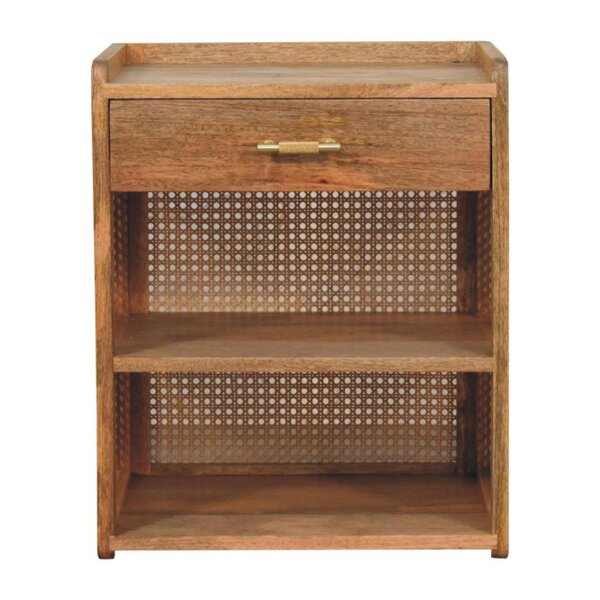 Wyld Haus Orta Natural Mango Wood T-Bar Bedside Table with Drawer