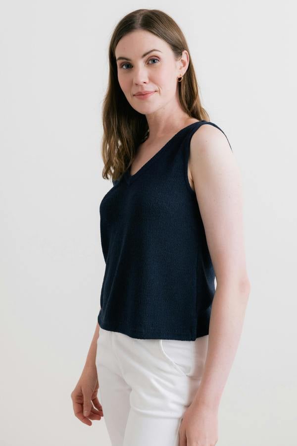 Lily & Me Ginnie Knit V-Neck Vest Navy