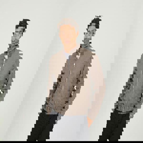 Brave Soul Taupe Faux Suede Bomber Jacket - Taupe Image 1