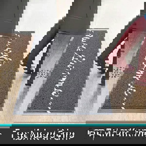 Anyhouz Anymat Doormat Black Welcome Lettered PVC Non Slip Rubber Dirt Trap Washable Mat