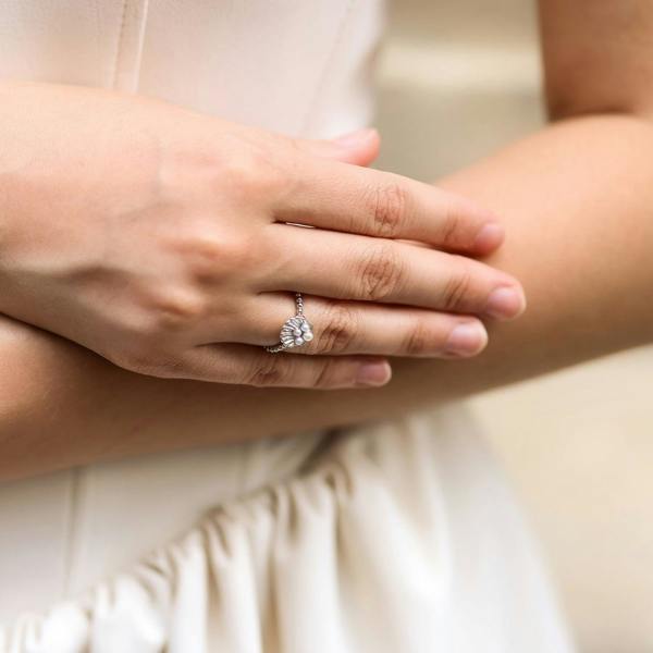 Spero London Scallop Shell Pearl Sterling Silver Ring