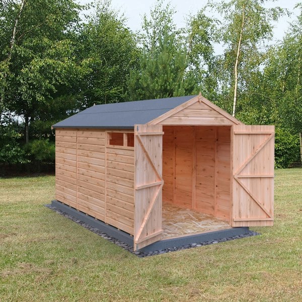 Shire 12x6 Langley double door security window apex shed 12mm shiplap interlock cladding