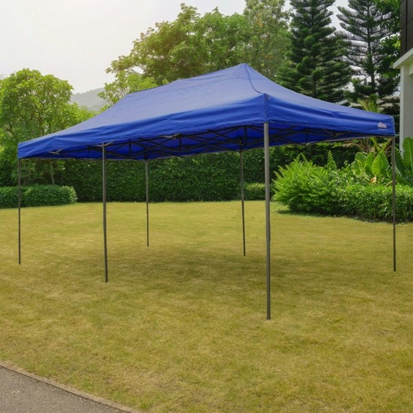3x6m Pop-Up Gazebo - BLUE Heavy Duty Frame & Water Resistant - Garden Pavillion - LoopsDirect