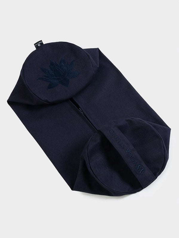 Yoga Studio Replacement Round Lotus Bolster Outer Cushion Cover Navy Blue