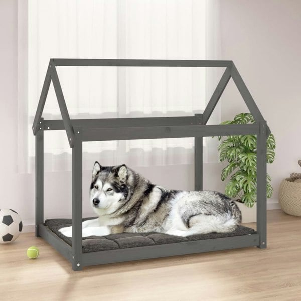 Berkfield Dog Bed Grey 111x80x100 cm Solid Wood Pine