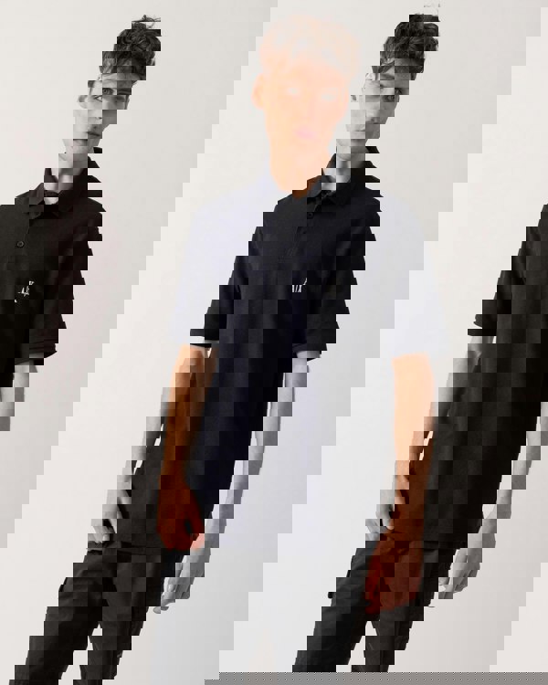 Armani Exchange Mens Embroidered A|X Monogram Short Sleeve Polo Shirt - Deep Navy UB101