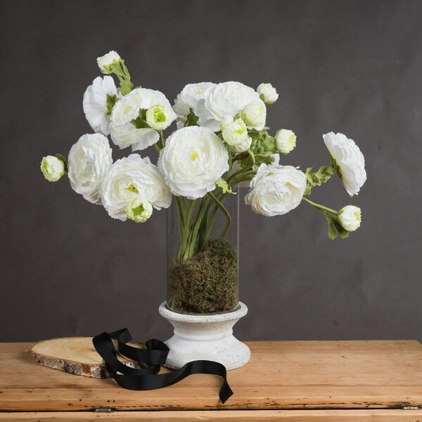 Wyld Haus Set of 3 Artificial Flowers White Ranunculus Spray