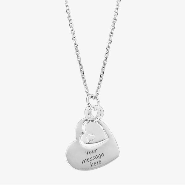 T. H. Baker Engravables- Silver Cut Out Textured Heart Pendant P-4243