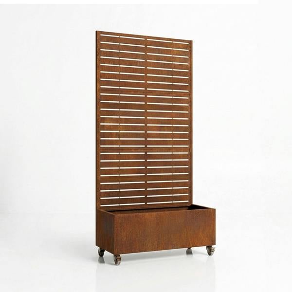 Nicoman Metal Indoor/Outdoor Privacy Screen with Plant Pot - Slats