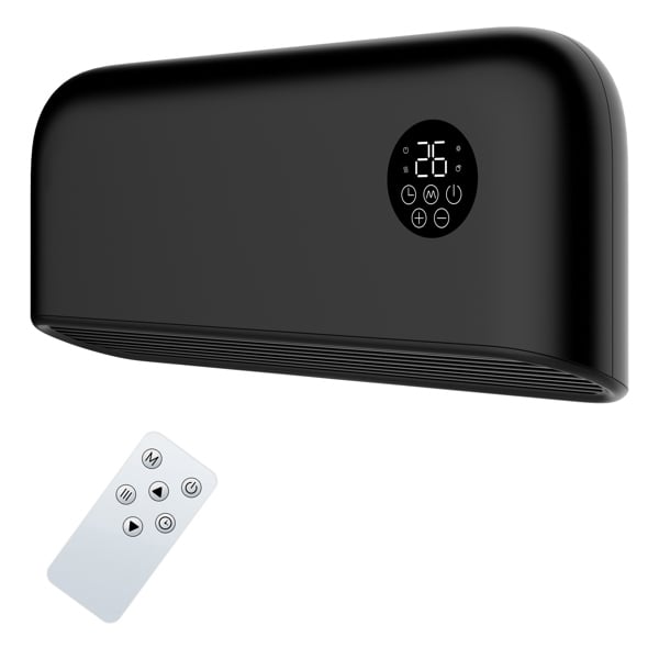 MYLEK Over Door Heater 2000W Wall Mounted Indoor Overdoor Hot Air Downflow Curtain Black