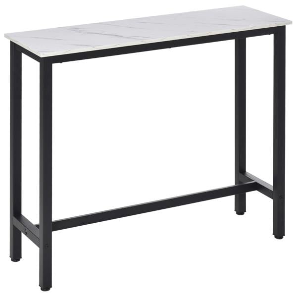 Wyld Haus Nanotti Wooden White And Black Industrial Rectangular Bar Table For Small Spaces