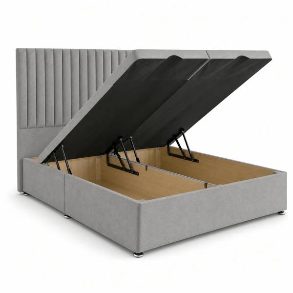 Great British Beds Ashton Divan Ottoman Bed - Silver Plush