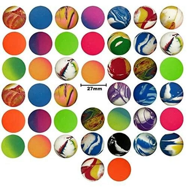 27mm Multicoloured Bouncy Jet Balls for Party Bags, Loot Bags, Stocking Fillers and Prizes