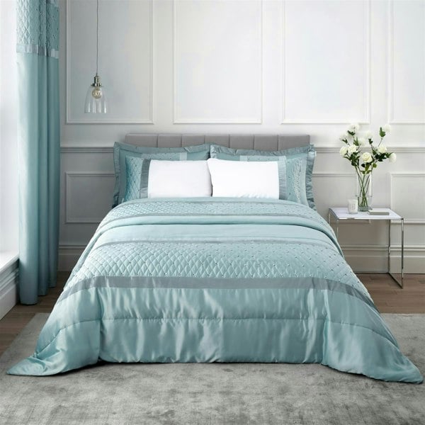 Catherine Lansfield Sequin Cluster Bedspread Duck Egg