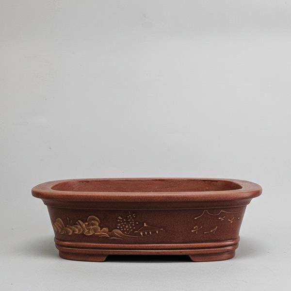 Yorkshire Bonsai Premium 23cm Bonsai Pot | Rectangle | Handmade, Machine Stamped | Iron Oxide Finish | 23cm x 16cm x 7cm