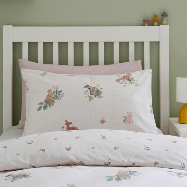 Catherine Lansfield Brushed Forest Friends Reversible Duvet Cover Set Cream