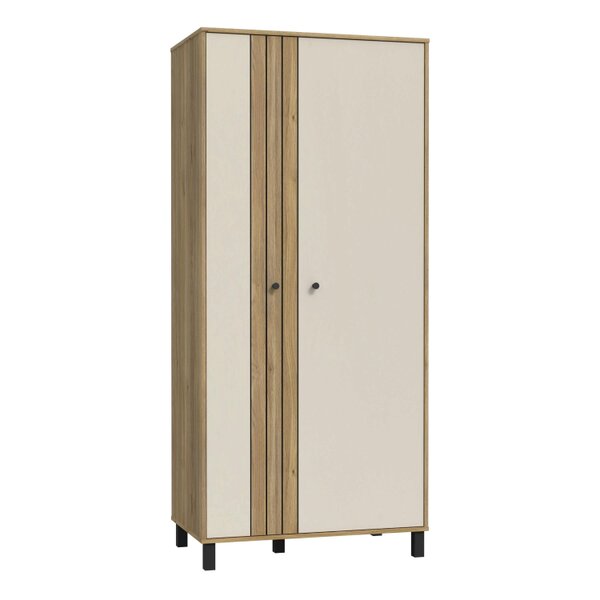 Wyld Haus Sandy Mauvella Oak Double Door Wardrobe with Fluted Front and Shelves
