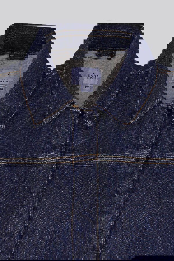 ENORSIA Blue Denim Trucker Jacket With Borg Lining