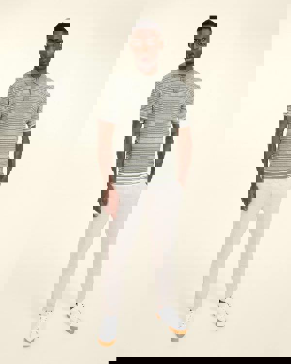 Larsson & Co Knitted Polo Shirt With Horizontal Stripe