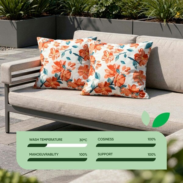 Gardenwize Pair of Outdoor Scatter Cushions - Japanese Floral Design