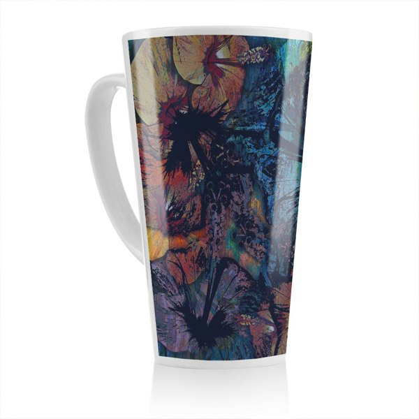 Benjamin Tate Design Grunge Flower Print Latte Mug