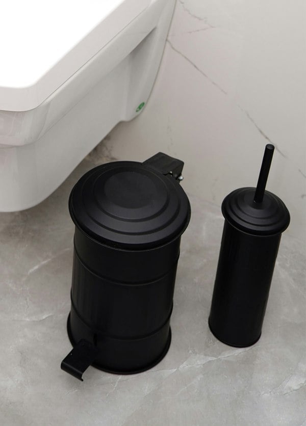 Rozi Black Step On Bathroom Rubbish Bin (5 Litres)