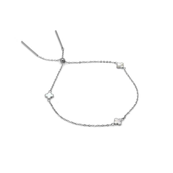 Say It With Adjustable Dainty Clover Bracelet - Silver