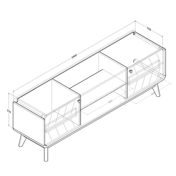 All internal and external dimensions of the tv cabinet.