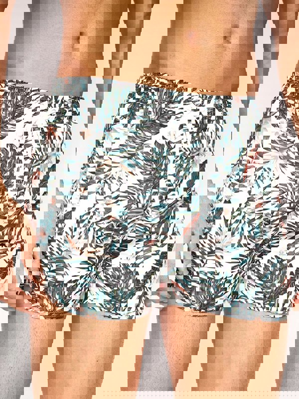 Crosshatch Rainforest Swim Shorts Off White Floral