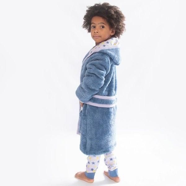 Luca and Rosa Shining Stars Print Dressing Gown Navy