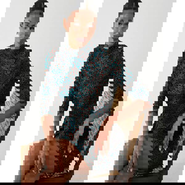 Blue Vanilla High Neck Tulip Dress