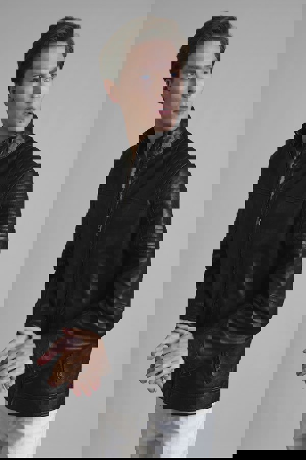 Classic Mens Black Premium Leather Jacket