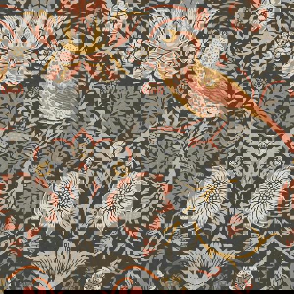 William Morris At Home Strawberry Thief Wallpaper | Charcoal