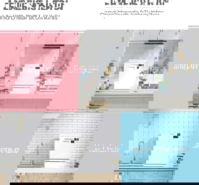 COMFEE 6.5L White/Silver Compact Countertop Dishwasher with LED Display and 6 Place Settings Living and Home