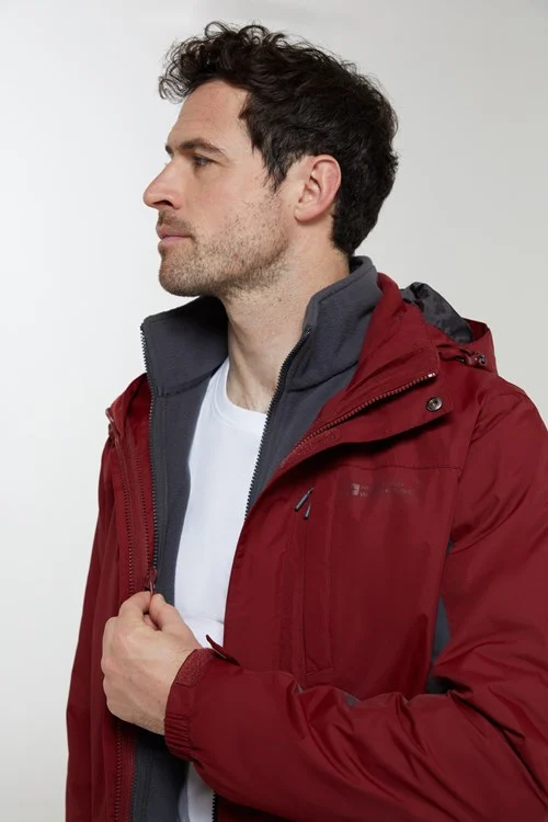 Mountain Warehouse Mens Thunderstorm 3 in 1 Waterproof Jacket - Red