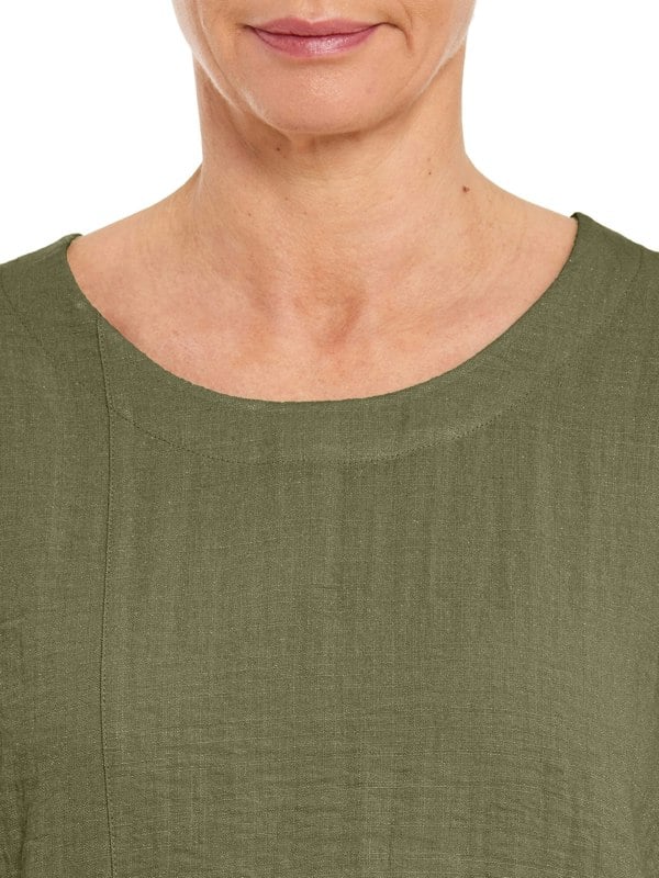 PennyPlain Asymmetric Hem Top - Sage