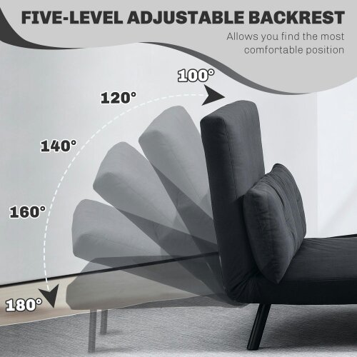 Wyld Haus Tarico Black 4 In One Convertible Double Sofa Bed With Cushions