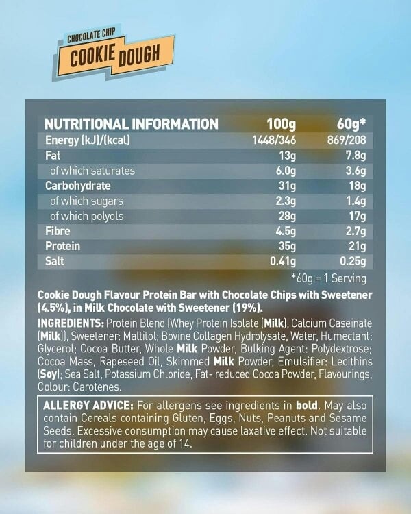 Grenade High Protein, Low Sugar Bar - Chocolate Chip Cookie Dough, 12 x 60 g (Packaging May Vary)